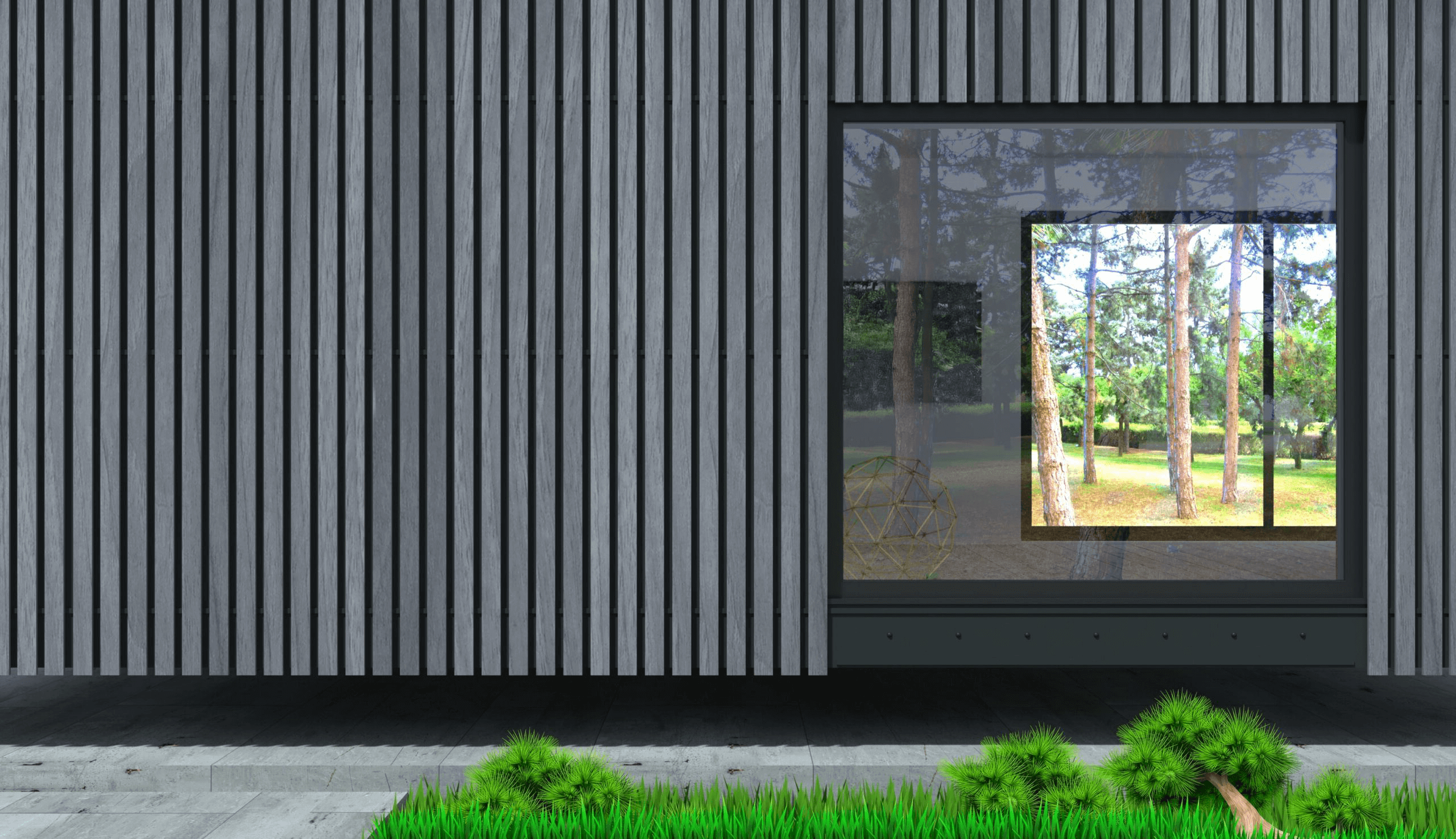 Holzcontainer mit Glasscheibe