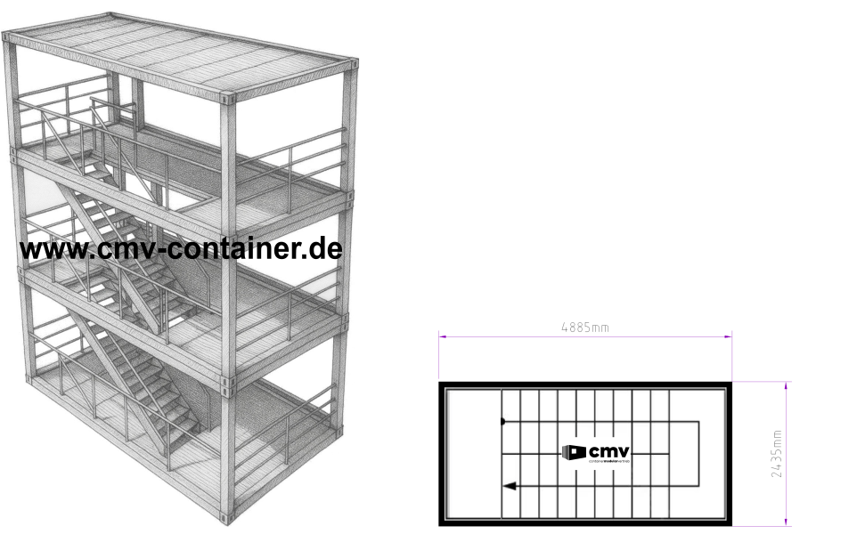 Aussentreppencontainer (EG – 2. OG)